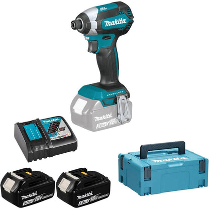 Makita DTD153RTJ 18V LXT Brushless Impact Driver Kit – Includes 2 x 5.0Ah Batteries, Charger & MAKPAC Case